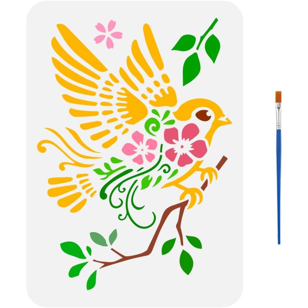 Paint Brush - Stencil da disegno di passeri su
