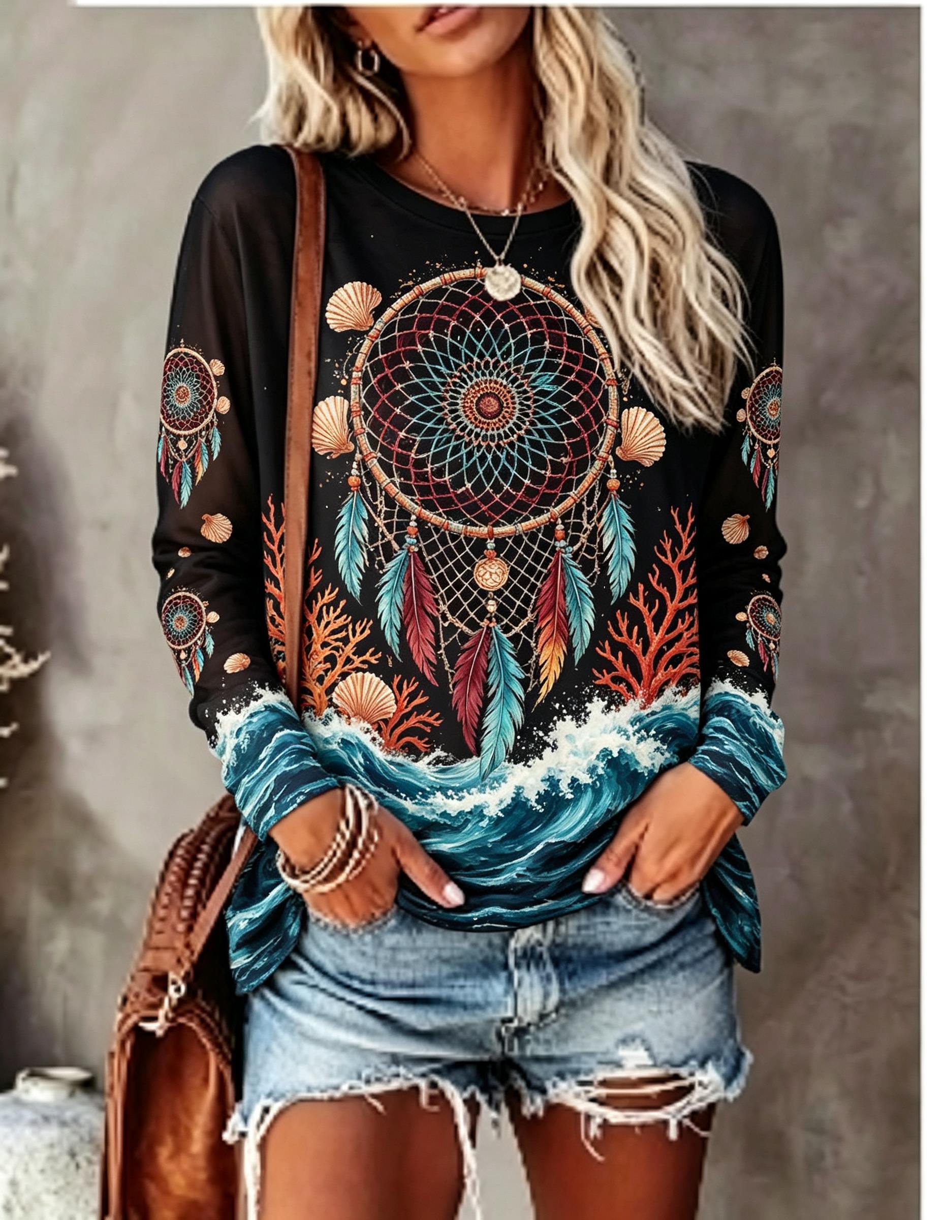 T-shirt da donna a maniche lun - Wallpaper recensione e prezzo